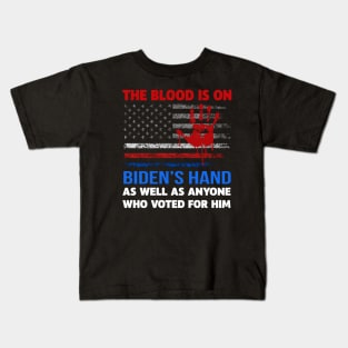 Joe Biden Has Blood On His Hands Anti Biden Bring Trump Back Retro Kids T-Shirt